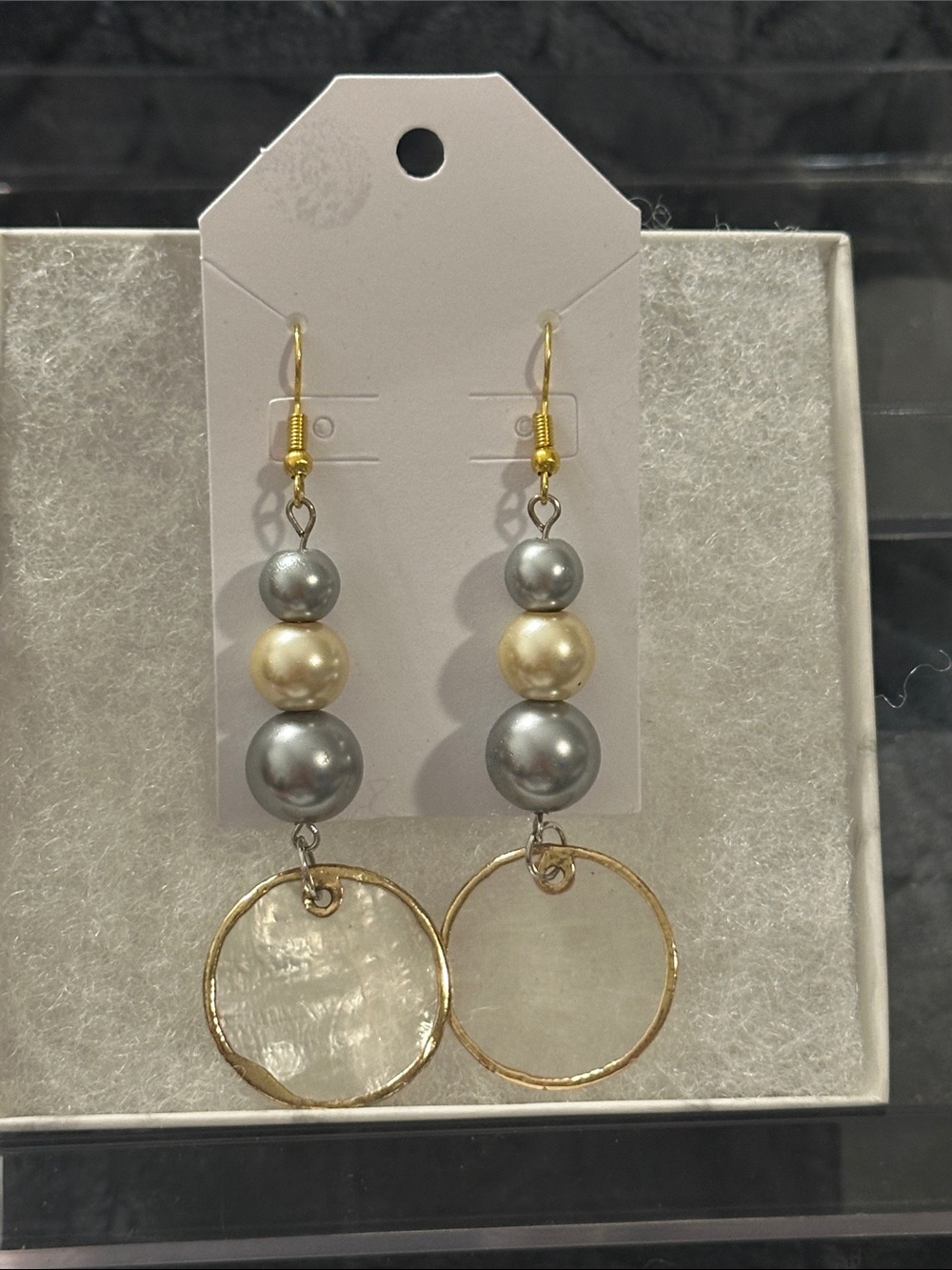 Handmade Gold Hoop & Pearl Drop Earrings - Silver and Gold